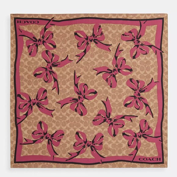 🎁Coach Signature Bow Print Silk Bandana - Picture 1 of 5